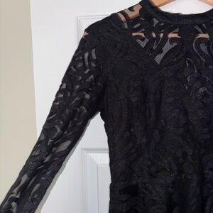 Guess Black Long Sleeve Mock Neck Gown